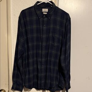 Men's Navy Plaid Button-Down Shirt